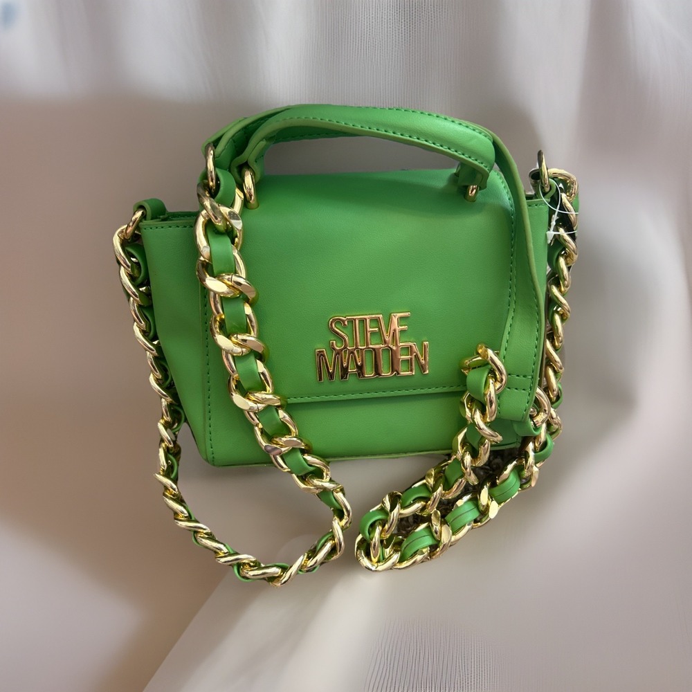 steve madden crossbody bag green With Gold Chain & Logo New With Tag Purse